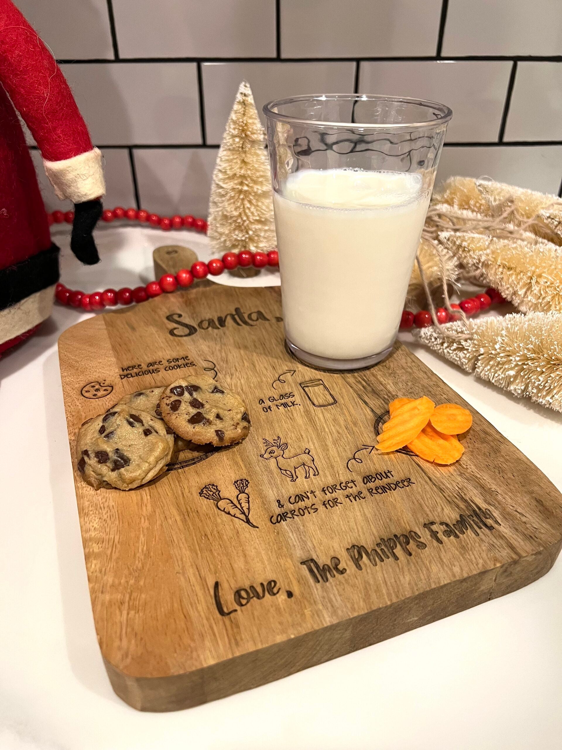Wood Serving Board - Santa Cookies + Milk image 0
