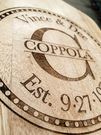 Wood Serving Board - Circle Design w/ Name & Date image 1