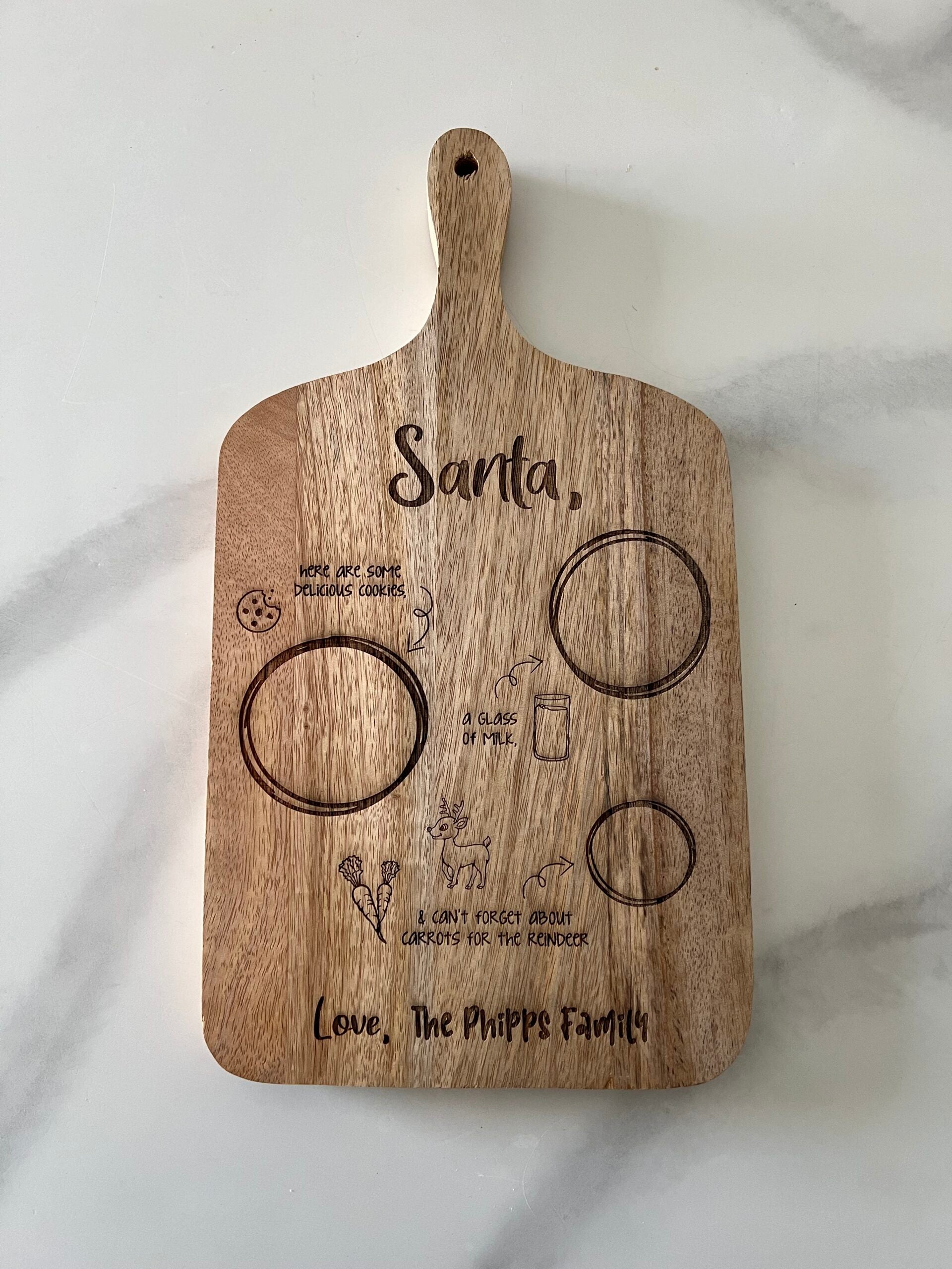 Wood Serving Board - Santa Cookies + Milk image 1