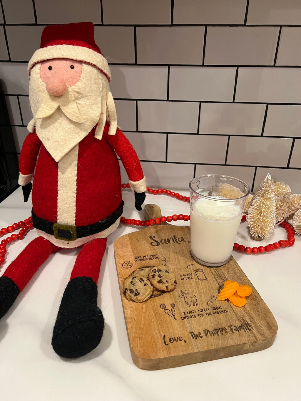 Wood Serving Board - Santa Cookies + Milk image 4