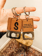 Bottle Opener Leather Keychain - Rawhide image