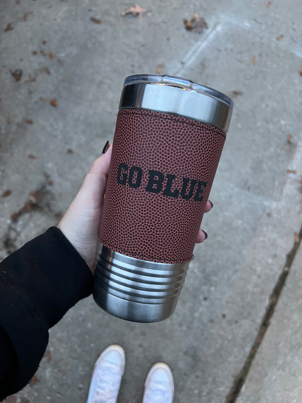 Leather Wrapped Tumbler (20oz) - Football/Black image