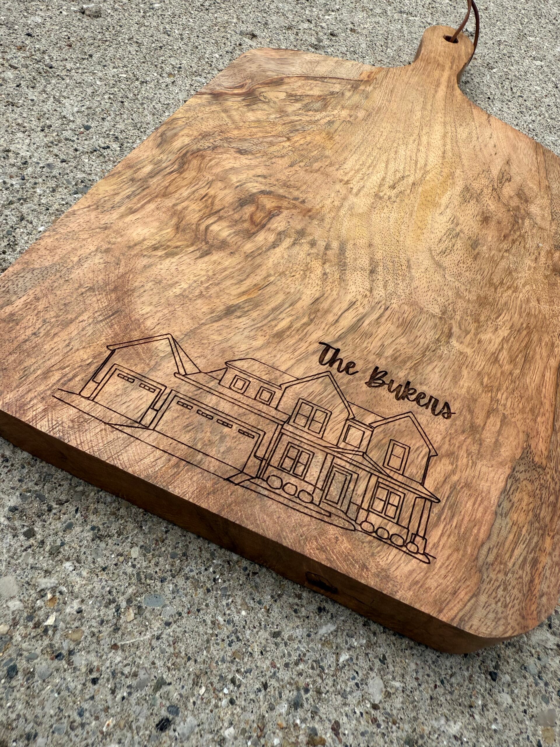 Wood Serving Board - Home Outline + Address image 0