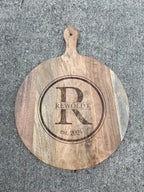 Wood Serving Board - Circle Design w/ Name & Date image 2