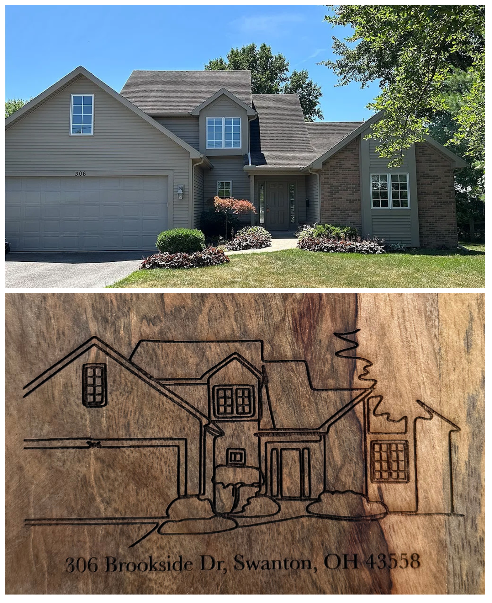 Wood Serving Board - Home Outline + Address image 1