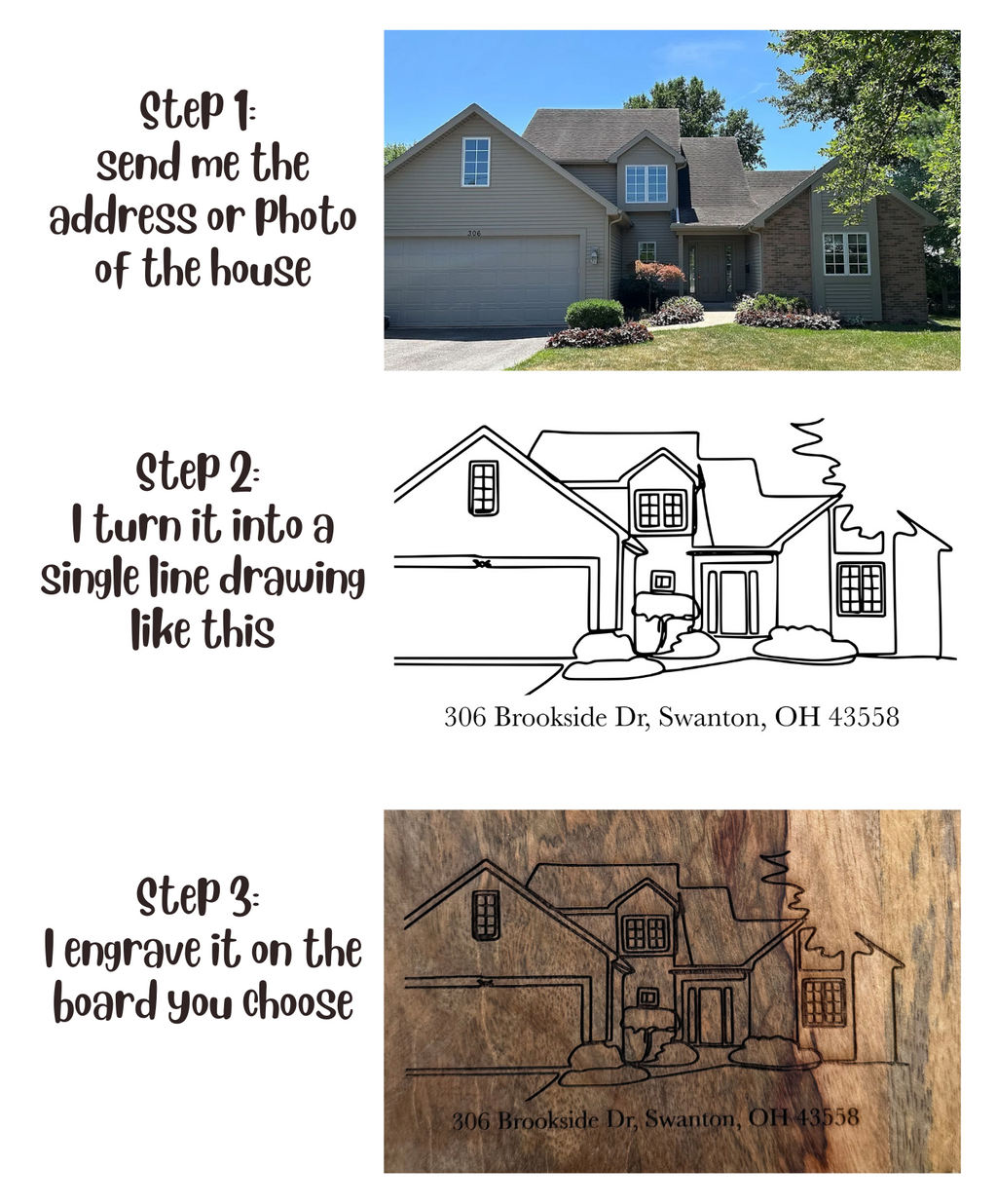 Wood Serving Board - Home Outline + Address image 3