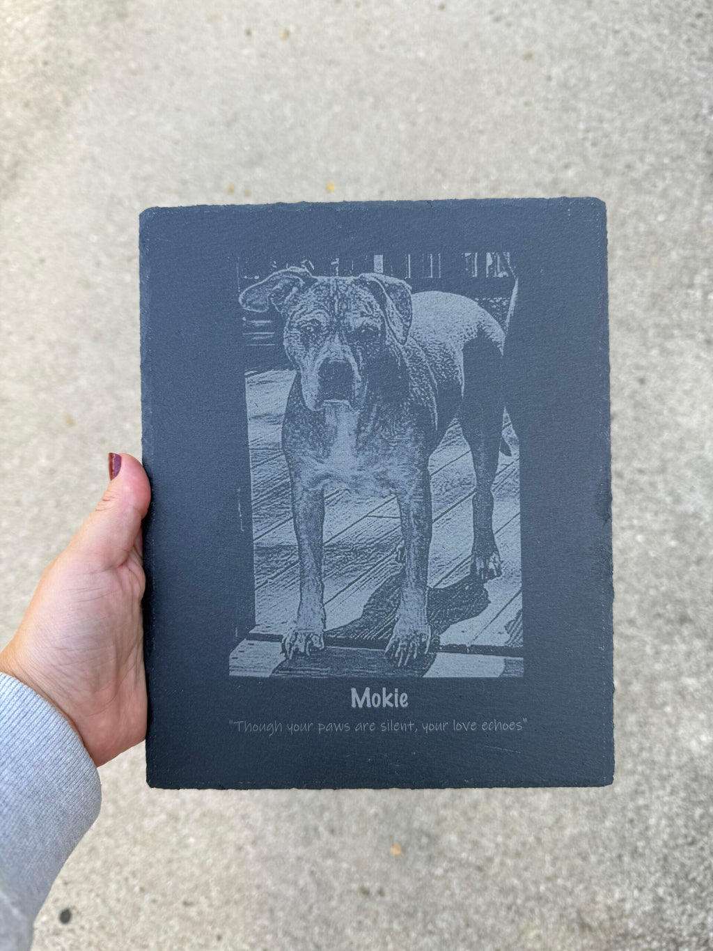Slate Pet Memorial Plaque - Vertical image