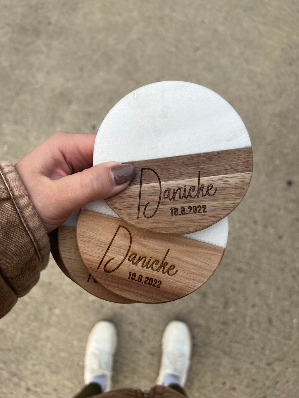 Marble/Wood Coasters (set of 4) image 0