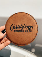Leather Round Coaster (set of 4) - Rawhide image