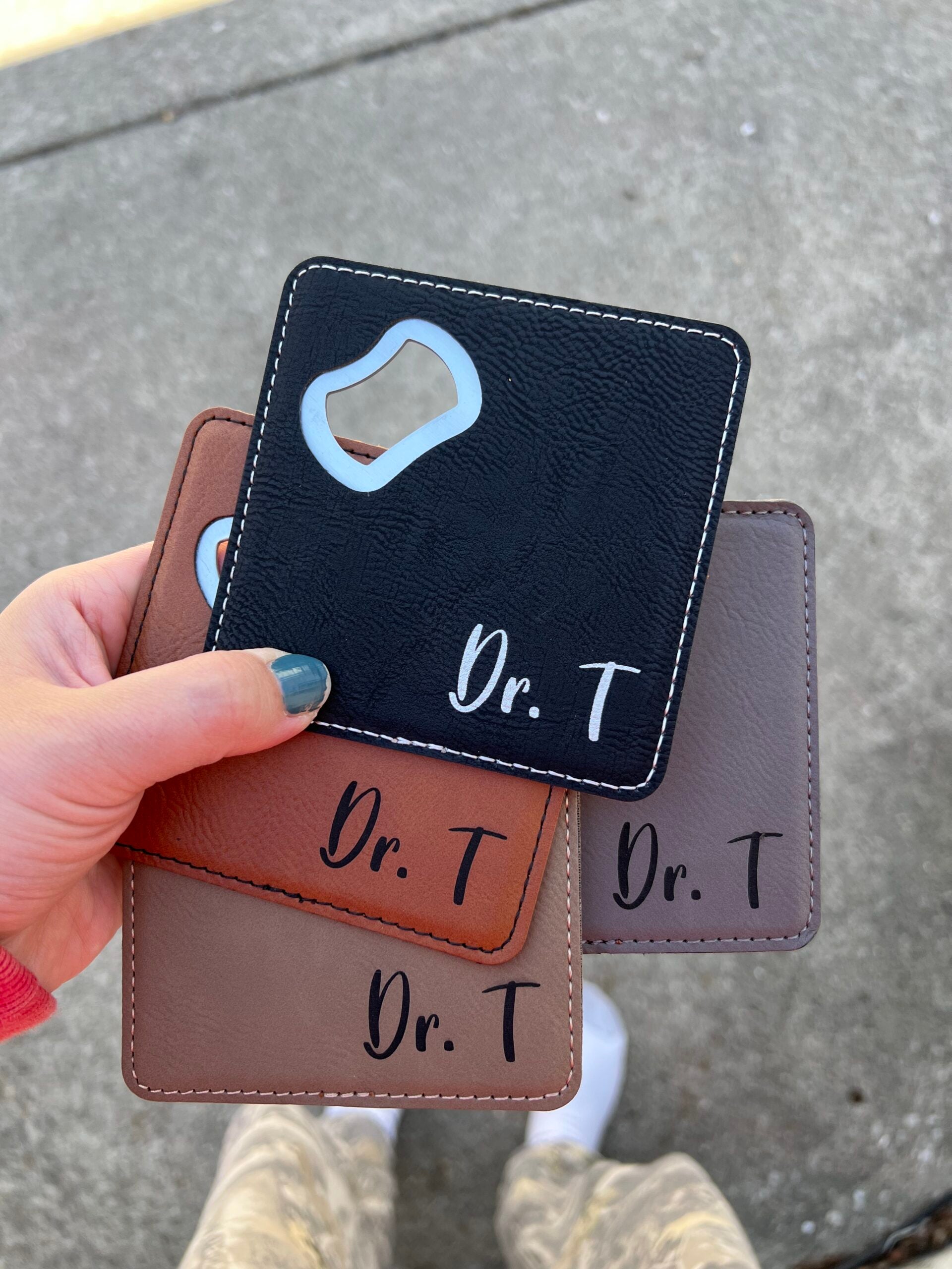 Leather Bottle Opener Coasters (set of 4) image 4
