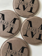 Leather Round Coaster (set of 4) - Grey image